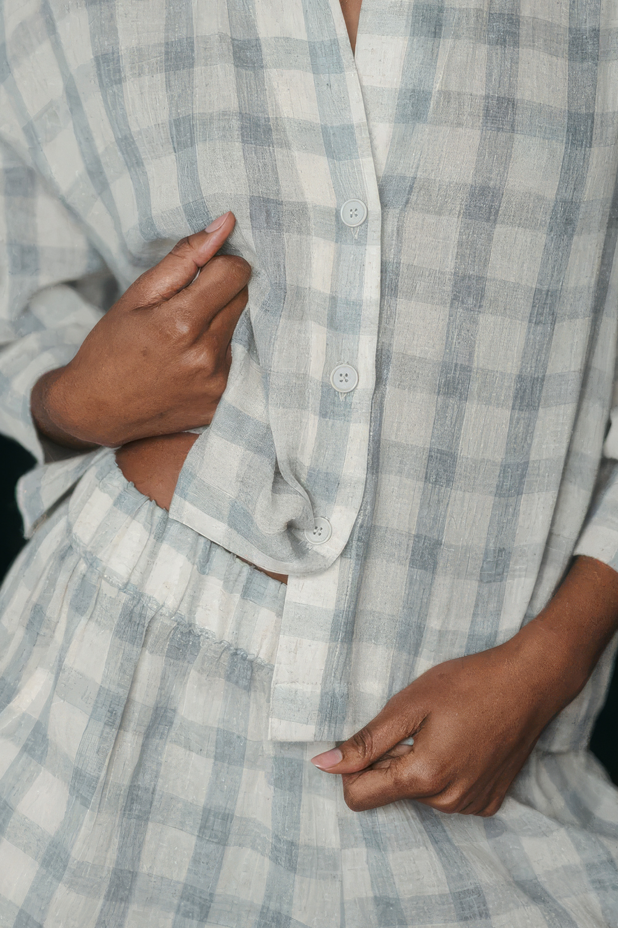 Grey Plaid Palazzo Shorts